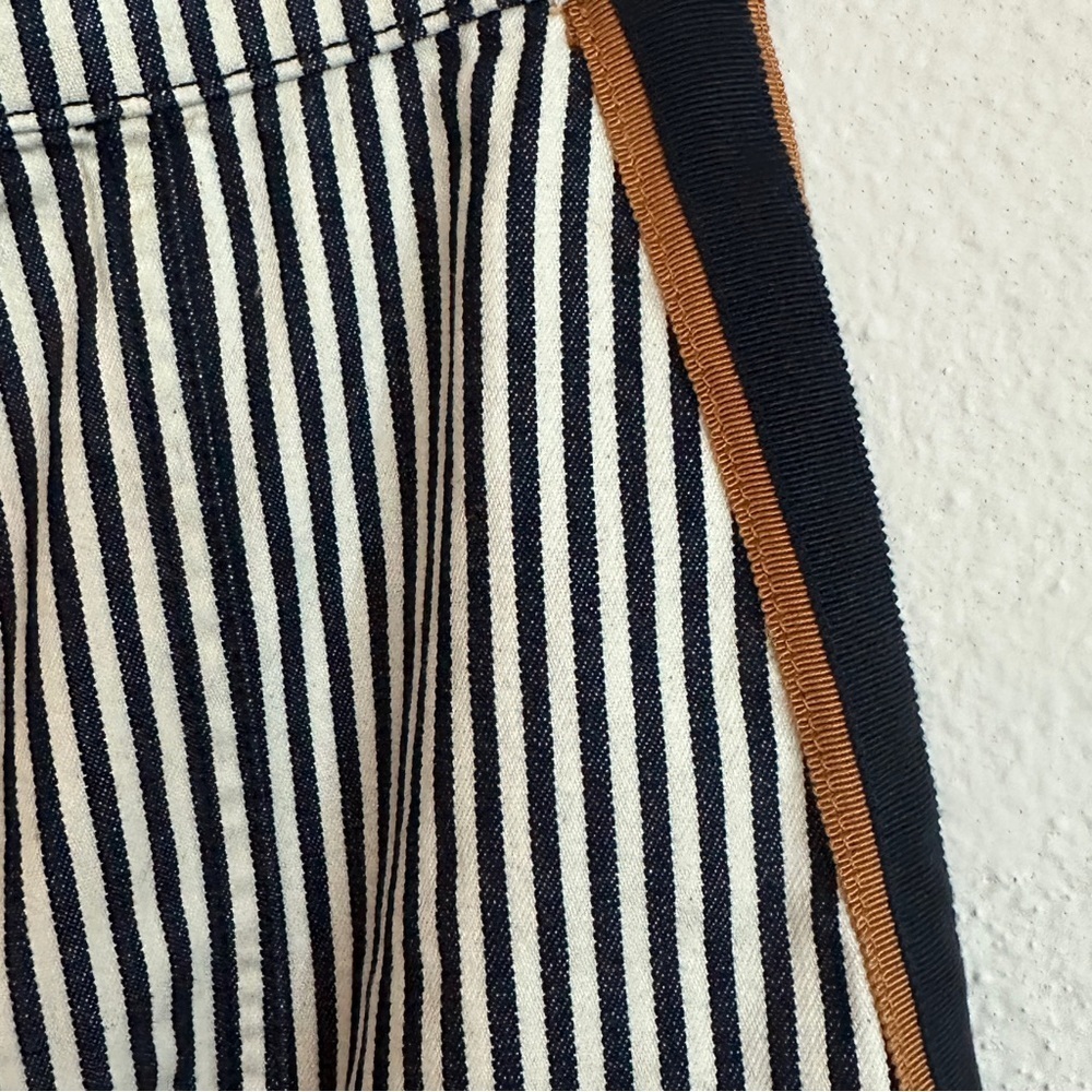 Veronica Beard Navy & White Stripe Denim Skirt with Zipper Front | Size 6 - Picture 4 of 7
